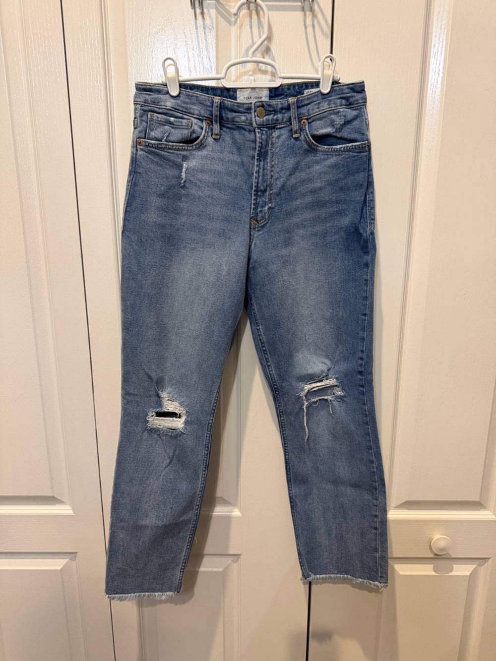 Hidden High-Rise Light Blue Distressed Flare Jeans 29